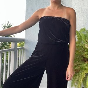 Strapless Black Velvet Jumpsuit